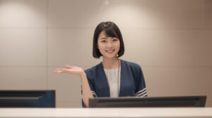 お気軽にお問合せ下さいと案内する女性