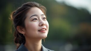 晴れやかな女性の表情。このようになるためにも、無意識のうちに使う自分の思考のクセに気づいて修正する必要があります。