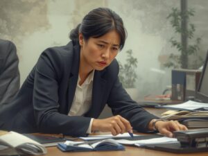 責任感のない上司に対して不満を抱いている女性社員