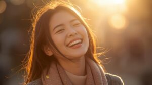 ハッピーエンドを実感して幸せな気分になる女性